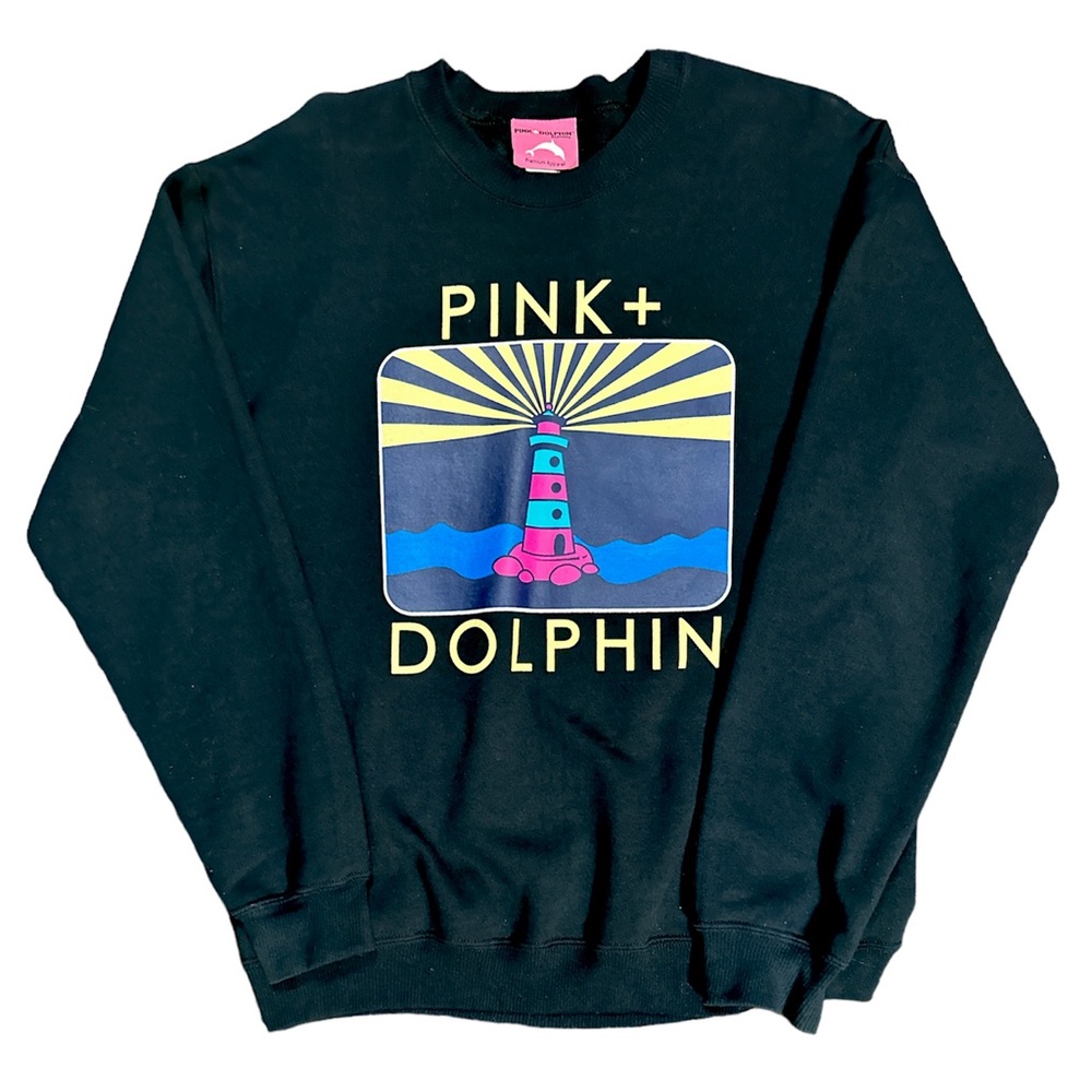 Pink Dolphin Crewneck Sweatshirt In Black, LIKE NEW HARDLY WORN, THICK, COMFY